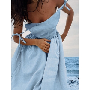 Nuevos Vestidos Elegantes y Sensuales de Algodón para Mujer, con Espalda Descubierta y Tirantes, a la Moda - Product Image 1