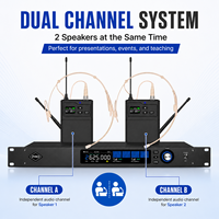 Système de microphone sans fil UHF à double canal SPQ2-T True Diversity, idéal pour les spectacles sur scène
