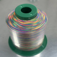 100% Polyester iplik dokuma el sanatları çok renkli dikiş iplikleri Polyester gökkuşağı iplik 0.8mm
