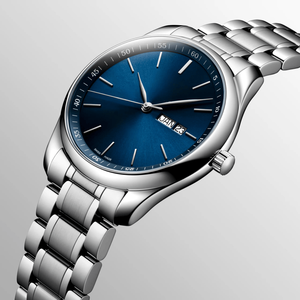 Reloj Longines Clásico Azul para Hombre con Marcadores de Hora Simples, Manecillas Plateadas, Reloj Mecánico de Acero Inoxidable - Product Image 4