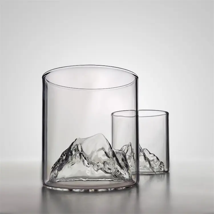 แก้ววิสกี้ขนาด170มล. 300มล. แก้วบอโรซิลิเกตทรงใสสำหรับชมภูเขา