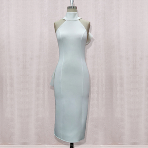 <span class=keywords><strong>Sexy</strong></span> Split Senza Maniche Damigella D'onore <span class=keywords><strong>Bianco</strong></span> Torna Grande Bowtie Della Signora Club Dress - Product Image 3