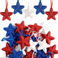 Bahan Gelembung Bintang Lima Sudut Hari Kemerdekaan Amerika DIY 24 Buah Dekorasi Merah Putih Biru 6cm Hiasan Gantung