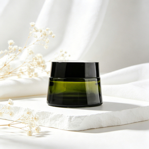 Ensemble de flacons cosmétiques en verre dégradé vert foncé de luxe, pot de crème pour le visage personnalisé de 50 g, flacon vide pour lotion, flacon pompe pour <span class=keywords><strong>soin</strong></span> de la peau, emballage - Product Image 5