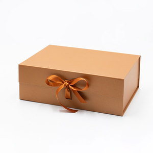 Luxury Copper Color Magnetic Closure Clothing Packing <b>Box</b> with Ribbon - Product Image 1