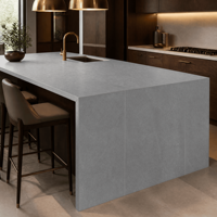 Dalles en pierre frittée gris moyen de 900x1800mm, épaisseur 9mm, pour projets de sols et murs de fond dans les salles à manger et les halls