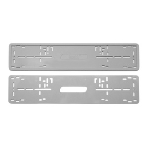 Matériau en silicone de couleur grise de taille européenne, support de plaque d'immatriculation avec kit de vis dans un emballage blister - Product Image 1