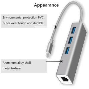 <span class=keywords><strong>4</strong></span> trong 1 <span class=keywords><strong>USB</strong></span> C để Lan Adapter Loại C để 1000Mbps RJ45 Mạng Adapter <span class=keywords><strong>Hub</strong></span> với 3 <span class=keywords><strong>USB</strong></span> 3.0 Cổng - Product Image 6