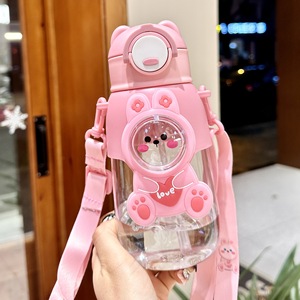 Cute Kawaii Cartoon Student School Travel Water <b>Cup</b> Large Capacity Water Bottle with <b>Straw</b> for Girls Kids Made of PC Material - Product Image 5