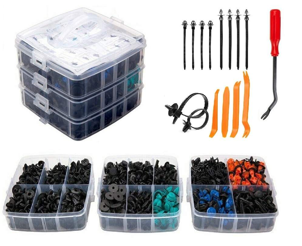 635 Pcs Car Retainer Clips Plastic Fasteners Kit Fender Rivets Kits 16 Most Popular Sizes Auto Push Pin for GM Ford Toyota etc