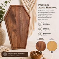 Grande planche à découper gothique en forme de cercueil, planche à charcuterie personnalisée en bois d'acacia pour Halloween, décoration de cuisine