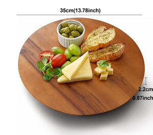 13.7IN Acacia Wood <strong>Lazy</strong> <strong>Susan</strong> Turntable Organizer Kitchen Turntable Storage Food for Cheese Boards, Pantry, <strong>Fridge</strong>, Countertop - Product Image 4