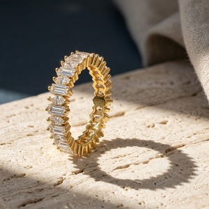 Alternating Round Baguette Moissanite Full Eternity Band <b>Ring</b> Stackable Wedding Promise <b>Ring</b> Women Luxury Engagement Jewelry - Product Image 3
