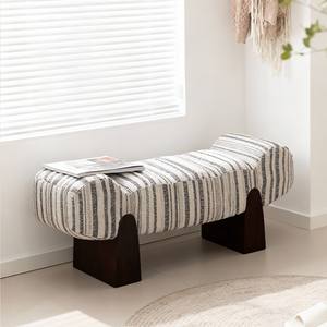 Banco a Rayas de Diseño con Estructura de Madera Maciza para Sala de Estar o Entrada - Product Image 3