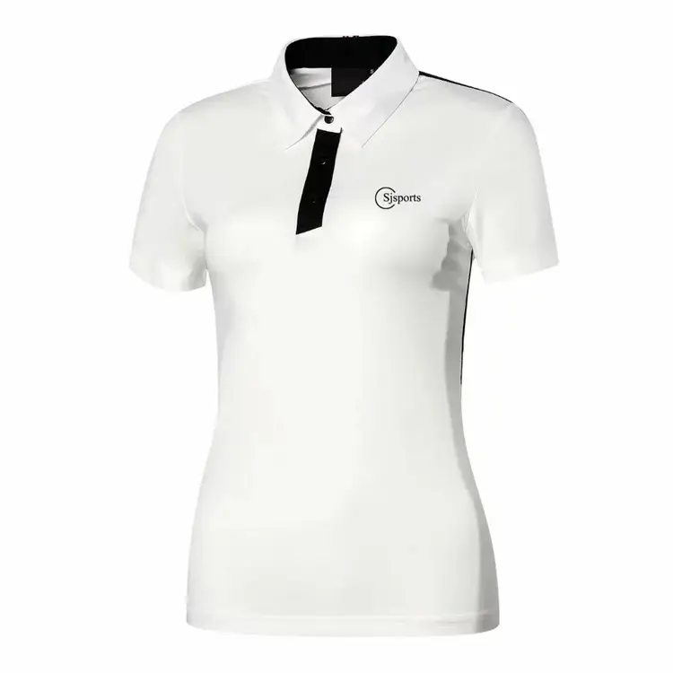 Vêtements pour femmes T-shirts de sport blancs pour femmes Chemises de golf polo personnalisées T-Shirt polo blanc chic pour femmes Accents noirs élégants Sportifs