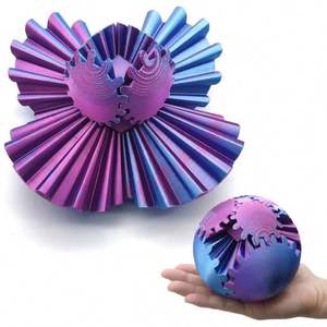 Balle tournante à engrenages imprimée en 3D, Cube Fidget GearSphere, Jouet de bureau anti-stress et relaxant, Jouet interactif pour enfants et adultes, Cadeau - Product Image 1