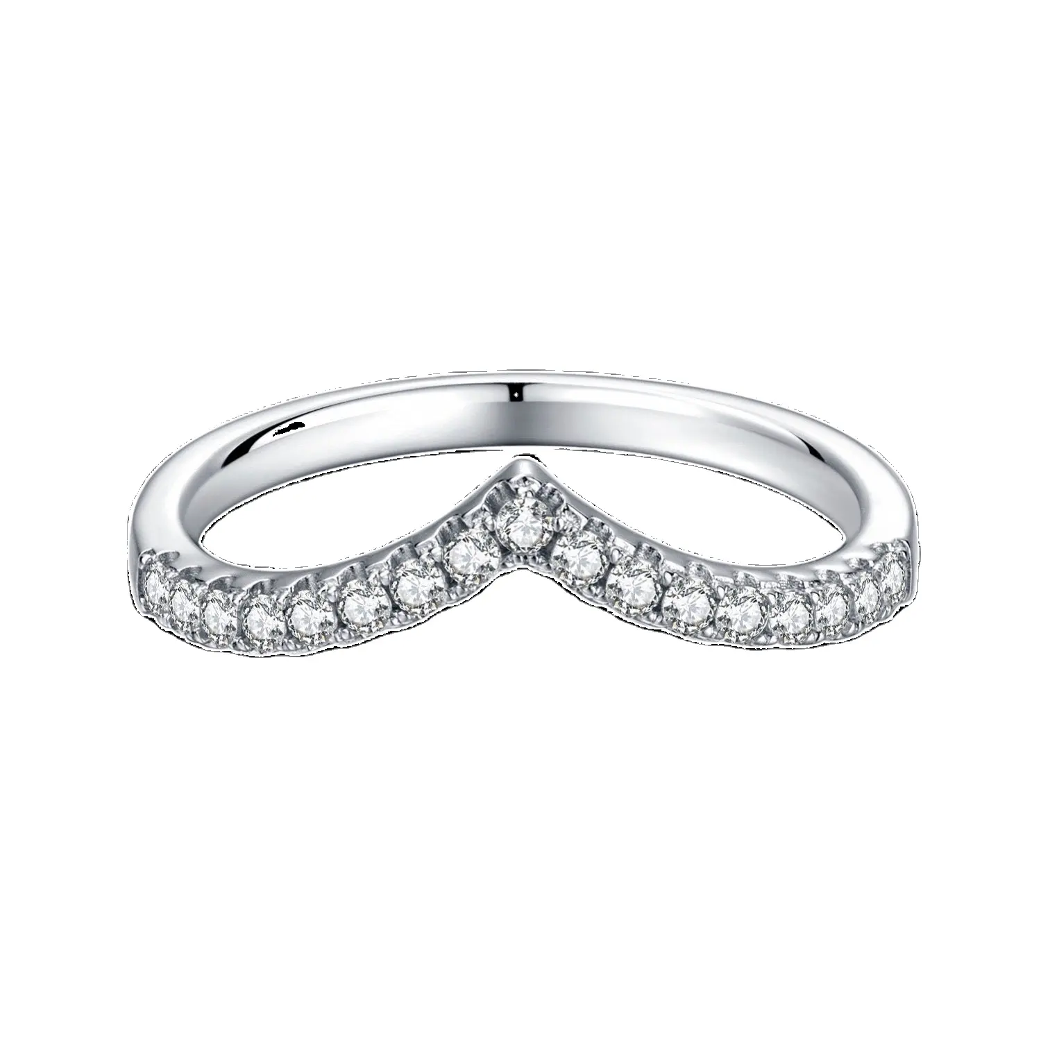 Fine Luxury Design V Shape 18 stone Moissanite Ring 925 Sterling Silver Token of Love Jewelry Suitable for Women