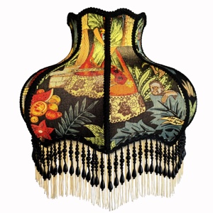 Abat-jour moderne fait main avec franges perlées noires, couverture décorative festonnée vintage pour l'éclairage domestique - Product Image 2