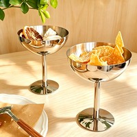 Gobelet à dessert en acier inoxydable 201, coupelle à glace polie sur piédestal, bol à sundae, petit, moyen, grand, pour la mise en table des hôtels et cafés