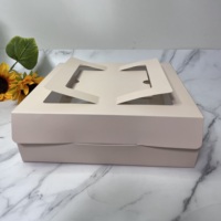 Boîtes à gâteaux carrées personnalisables en carton ondulé E recyclé, carton ivoire, gaufrage, revêtement UV, conformes aux normes alimentaires, pelliculage mat, taille sur mesure