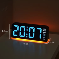 Reloj Despertador Digital LED Grande con Luz Ambiental, Visualización de Fecha y Semana, Función de Repetición, Reloj de Escritorio Moderno para Dormitorio u Oficina