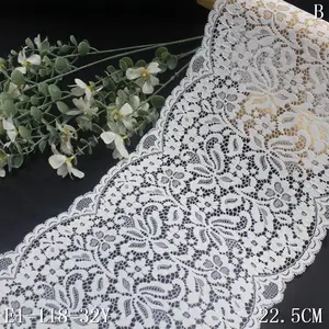 High quality white Spandex elastic lace trim width 22cm manufacturers new clothing underwear accessories wholesale
