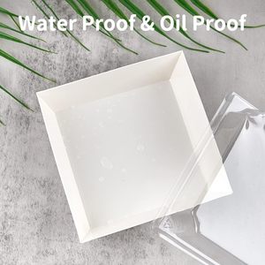 Caja Cuadrada para Pastelería con Tapa de PET, Platos Desechables de Papel de Grado Alimenticio para Arroz, Bocadillos, Ensaladas, Contenedores para Llevar, Empaque de Alimentos - Product Image 3