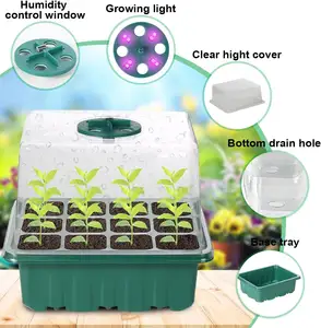 5 Packs Seed Starter Tray Seedling Tray (12 Cells per Tray) Humidity Adjustable Plant Starter Kit with Dom