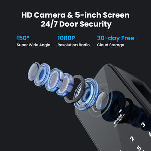 מנעול דלת דיגיטלי של GIRIER Tuya עם מצלמה, זיהוי פנים תלת-ממדי, טביעת אצבע, סיסמה, WiFi, מנעול דלת חכם - Product Image 5