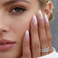 Faux ongles à presser French Tip 30 pièces faits à la main en PMMA – Vente en gros