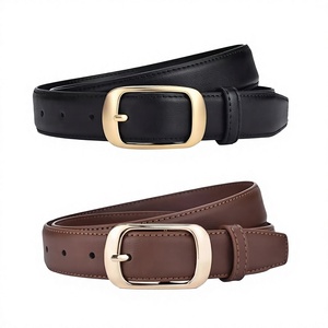 New Women's Cow Hide Formal Braided <b>Belt</b> <b>Gold</b> Alloy Rectangular Pin Buckle Versatile Fashion <b>for</b> Jeans Pants <b>Dresses</b> - Product Image 2