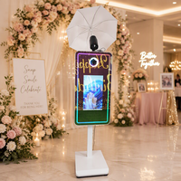 Kiosque photo miroir tactile 21,5 pouces pour mariage, compatible avec caméra, hauteur réglable, télécommande pour location événementielle