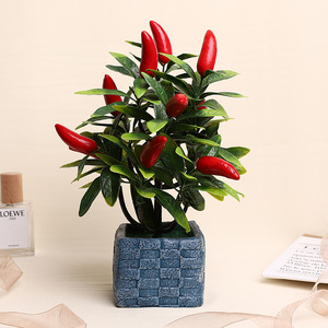 Jinhe Artificial Chili Plant 7.5X7.5X26CM <b>Silk</b> <b>Flower</b> Home Decor Wedding Decoration - Product Image 1