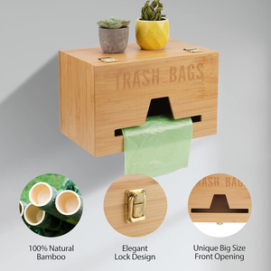 Plastic Bag Holder Garbage Bag Holder Bamboo wall Mounted Trash Bag Dispenser For Kitchen No reviews yet