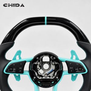 Volante Decorativo Personalizzato Nero Lucido Blu per <span class=keywords><strong>Audi</strong></span> R8 TT Mk2/Mk3 B8 RS TTS TTRS RS3-7 A3-A8 Q3-Q7 - Product Image 2
