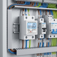 HUZI DDS6682 2P Din Rail Energy Meter Perlindungan Segel Timbal Layar LCD Casing Tahan Api Dukungan Kustomisasi