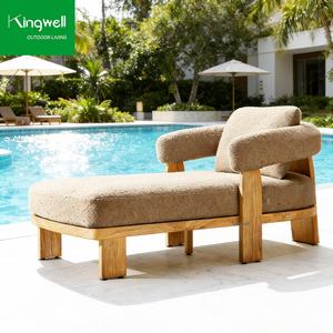 Ensemble de mobilier de jardin de luxe, chaise longue de plage, piscine, chaise longue d'extérieur en teck massif pour le bord de la piscine - Product Image 1