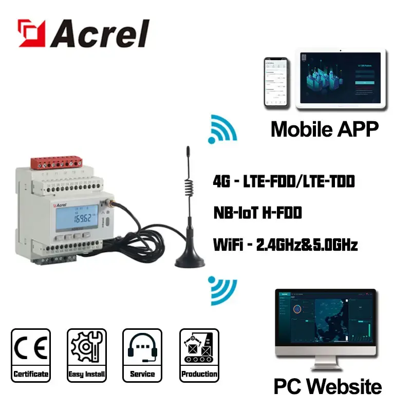 Acrol ADW300-WF 딘 레일 와이파이 에너지 미터 3 상 iot 미터 딘 레일 iot 기반 무선 에너지 미터