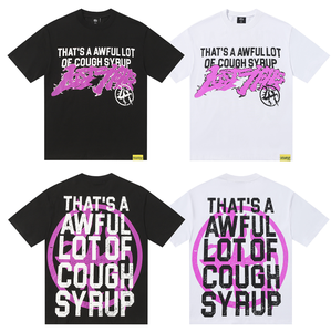 Camiseta de manga corta para hombre, 100% algodón de alta calidad, corte oversize con hombros caídos, estampada, con diseño 'THAT'S a AWFUL LOT of COUGH SYRUP 26', escaneable - Product Image 5