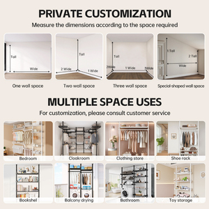 YIJIALE guardaroba portatile In stile Walk-In, guardaroba di abbigliamento con tende da appendere con doppi binari per l'abbigliamento - Product Image 6