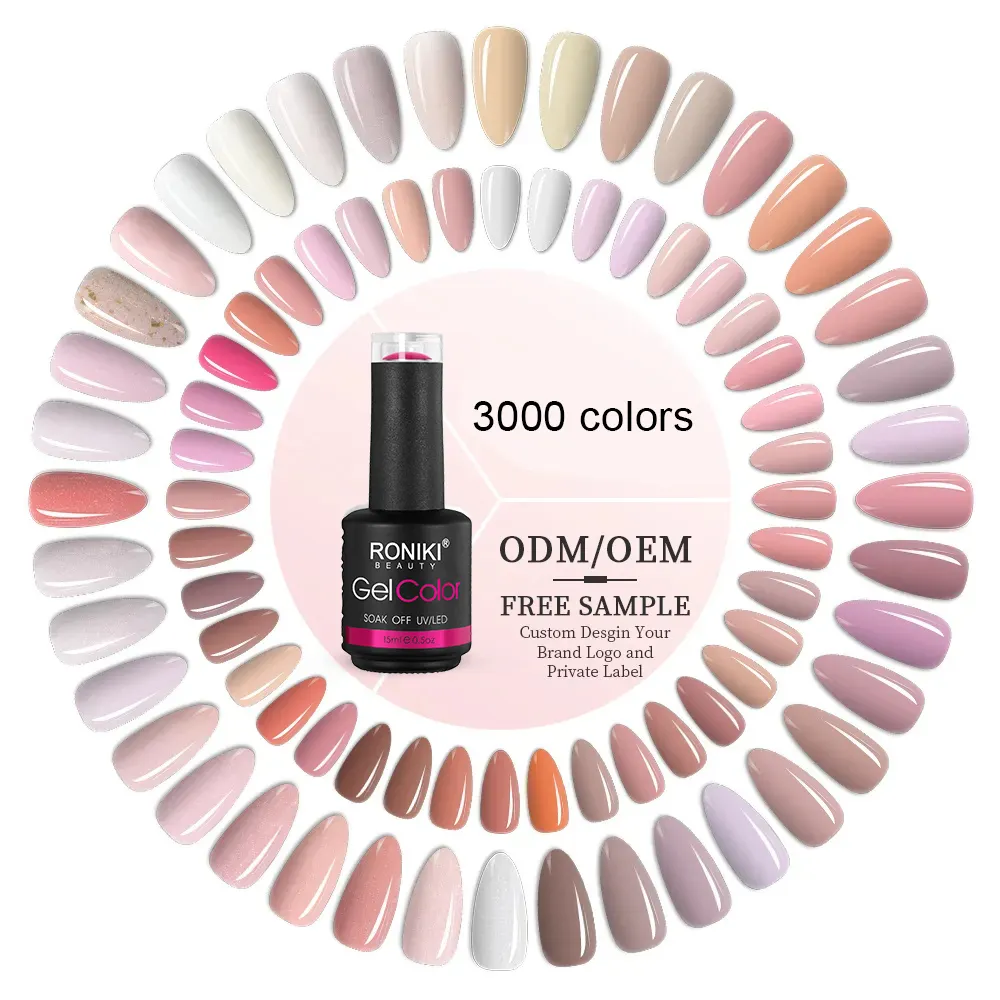 Esmalte de uñas de gel de etiqueta privada de larga duración Alto brillo 1000 colores esmalte de gel uv cree su propia marca Muestra gratis