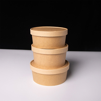 Boîte alimentaire jetable ronde en kraft pour restaurant, avec couvercle, personnalisable avec logo OEM, vente en gros, écologique, en vrac
