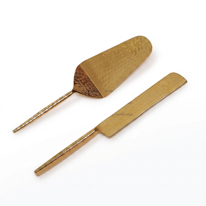 Handmade Copper Cake Knife <b>Set</b> Oval Shape 2 Pieces <b>Hand</b> Wash Only Cake Decorations - Product Image 1
