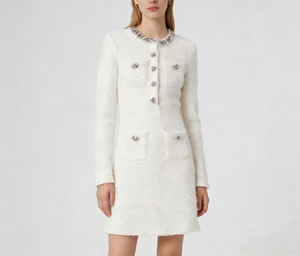 S*P 2026 Nuovo Abito in Maglia Elegante Stile Socialite Francese con Diamanti Colorati e Lavorazione Artigianale di Lusso Leggero per Primavera e Autunno - Product Image 1