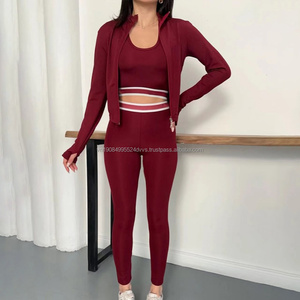 Nouvelle arrivée, tenue de sport, leggings, veste de gym, ensemble de vêtements de fitness 3 pièces, ensemble de yoga pour femmes, personnalisé - Product Image 4