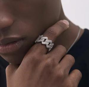 Anillo de Plata 925 con Diamantes Moissanite, Diseño Moderno, Estilo Hip Hop, Anillo Cubano para Hombre - Product Image 2