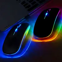 Yeni Ultra ince Mini kablosuz fare sessiz dilsiz şarj edilebilir Led renkli ışıklar bilgisayar fare