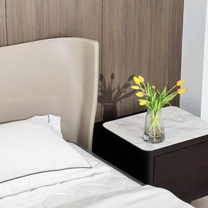 Atmosphère haut <span class=keywords><strong>de</strong></span> gamme Curry Designer minimaliste italien Tête <span class=keywords><strong>de</strong></span> <span class=keywords><strong>lit</strong></span> mince Selle <span class=keywords><strong>Suspension</strong></span> en cuir Alys Bed - Product Image 3