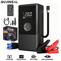 Sharmeal Démarreur de Batterie Multifonctionnel 4-en-1 12V 6000mAh avec Pompe à Air Intégrée et Power Bank Portable
