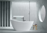 Baignoire autoportante en acrylique de 1,65 m au design moderne, forme ovale, écologique, garantie 5 ans, pour salle de bain intérieure